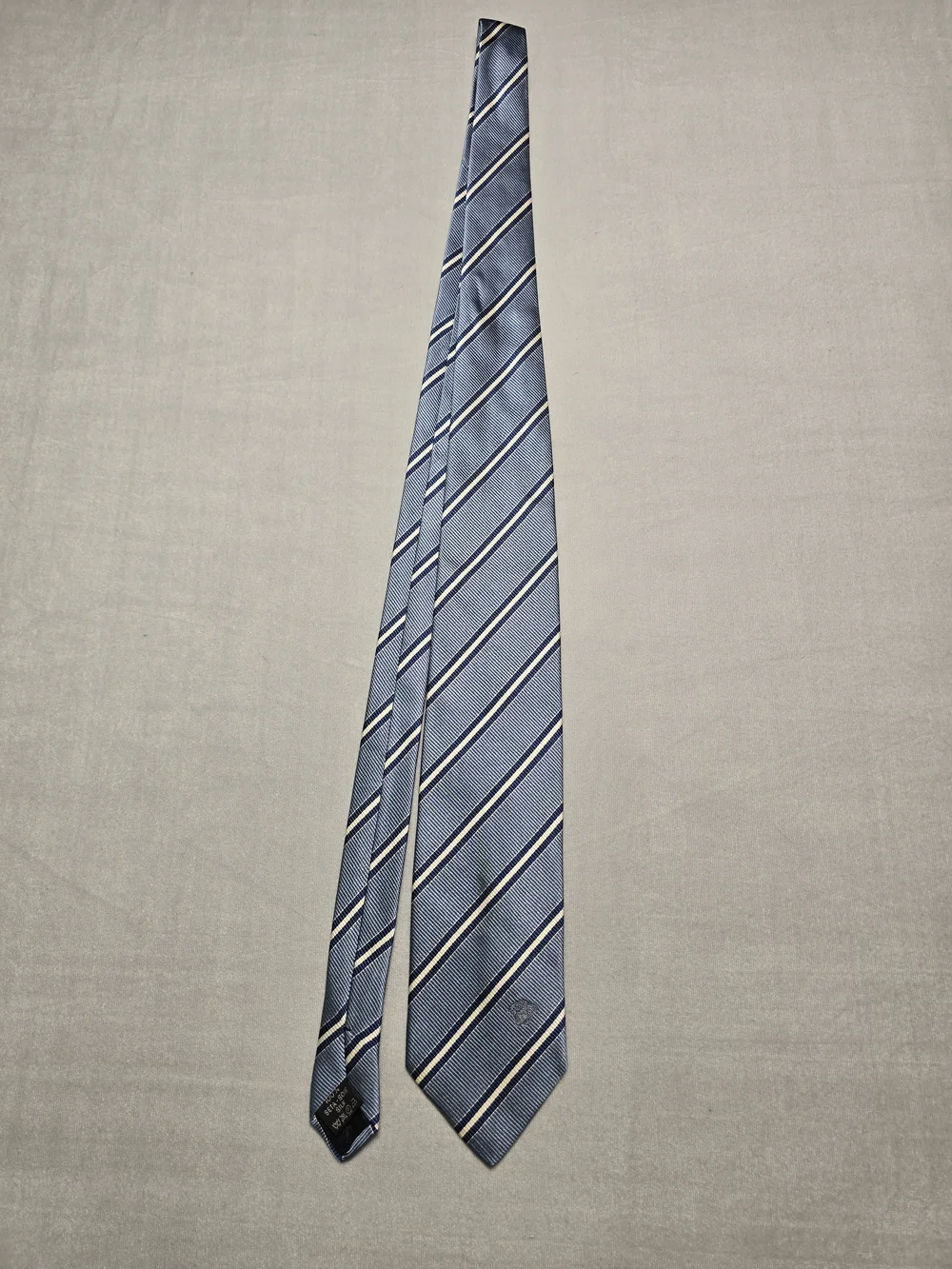 Vintage Gianni Versace Silk Tie Blue Diagonal Regimental Stripe Made In Italy